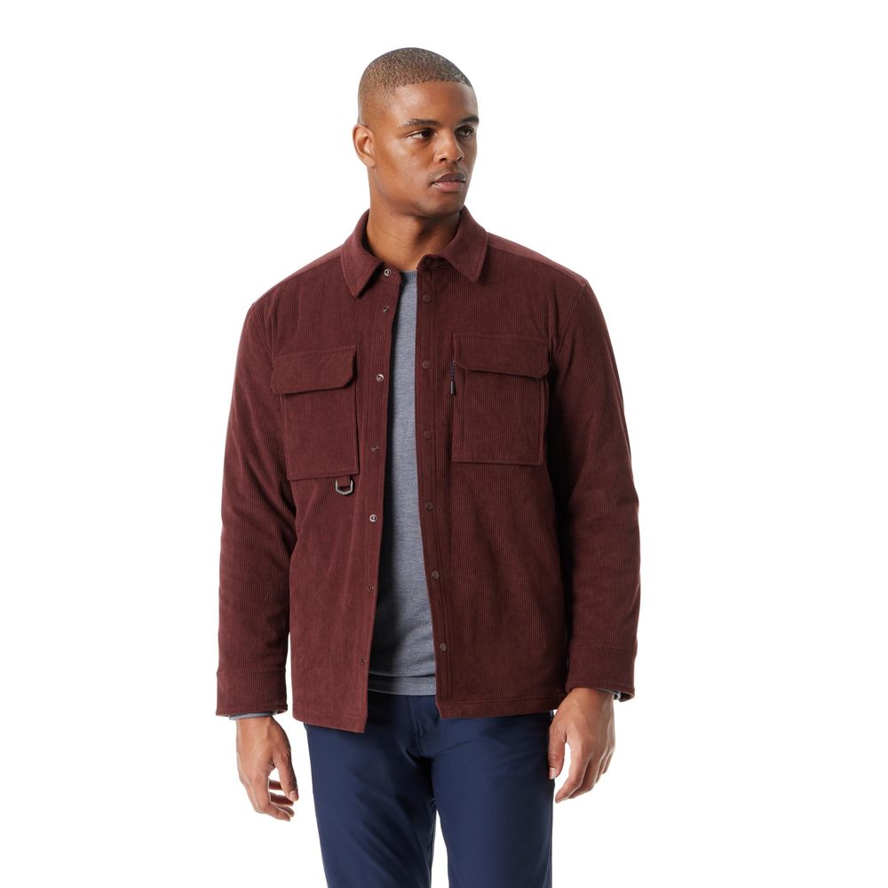 BASS OUTDOOR Men's Cordurory Snap Front Worker Shacket with 4 Usable Pockets